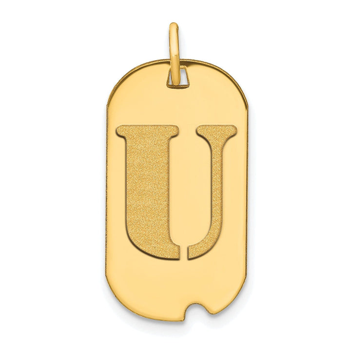 Lovely Rita's Pendants & Charms 14k Yellow Gold Polished Finish Block Letter U Initial Design Dog Tag Charm Pendant