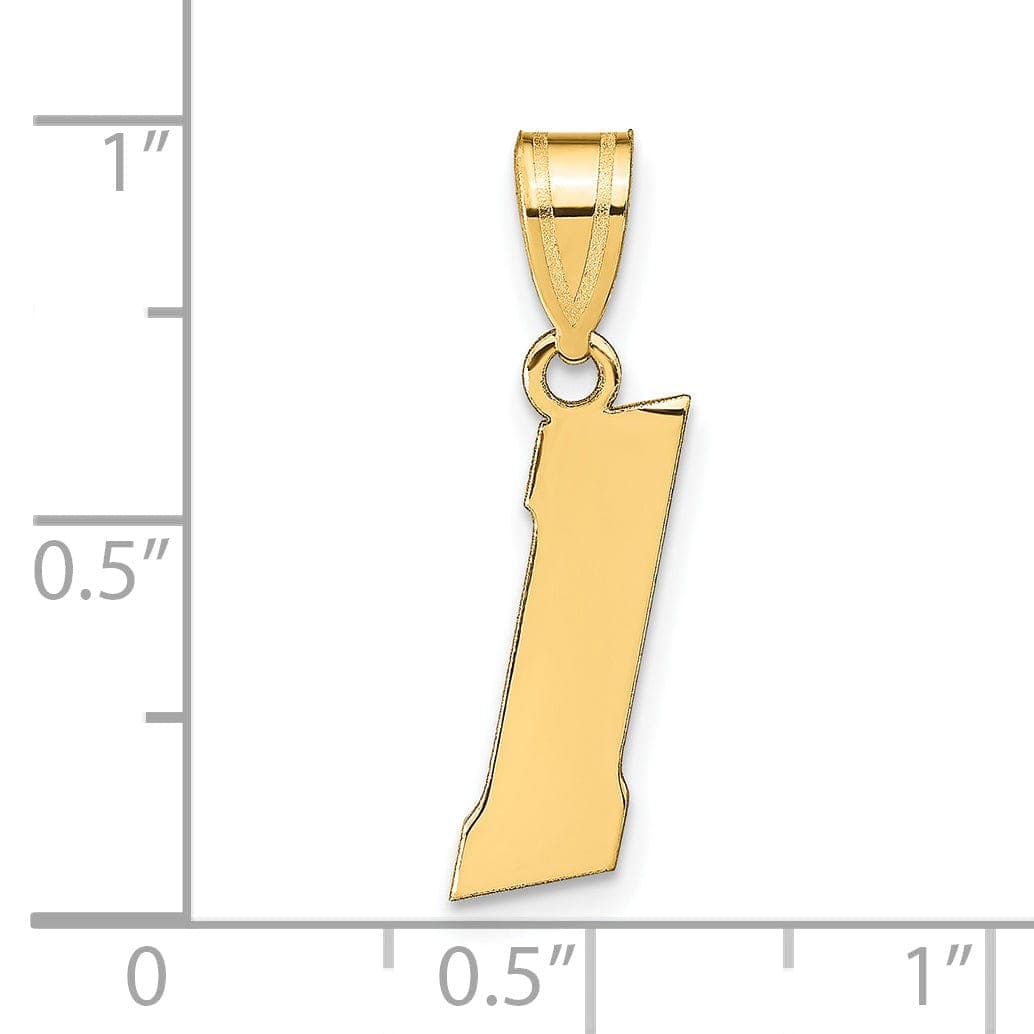 Lovely Rita's Pendants & Charms 14k Yellow Gold Polished Finish Block Script Design Number 1 Charm Pendant