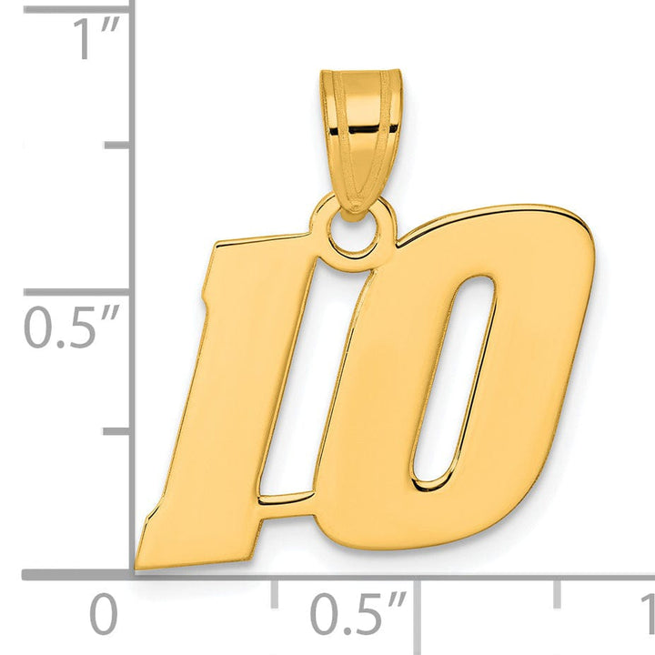 Lovely Rita's Pendants & Charms 14k Yellow Gold Polished Finish Block Script Design Number 10 Charm Pendant