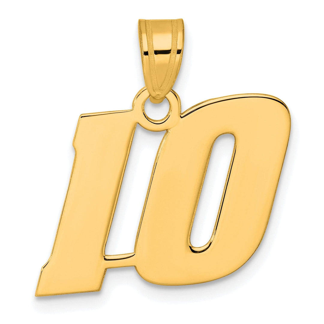 Lovely Rita's Pendants & Charms 14k Yellow Gold Polished Finish Block Script Design Number 10 Charm Pendant