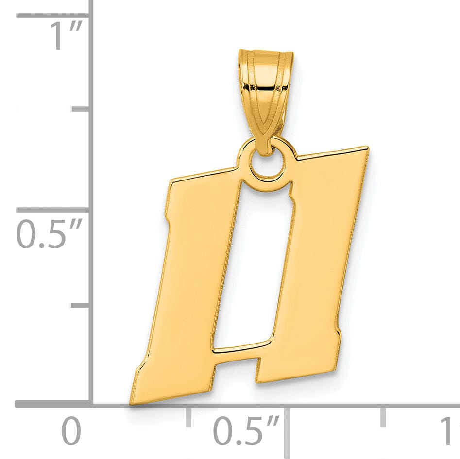 Lovely Rita's Pendants & Charms 14k Yellow Gold Polished Finish Block Script Design Number 11 Charm Pendant