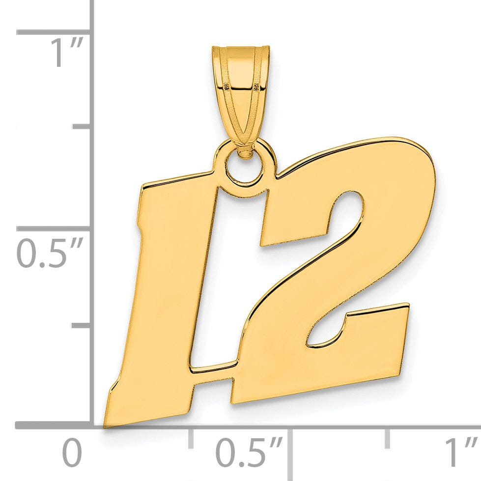 Lovely Rita's Pendants & Charms 14k Yellow Gold Polished Finish Block Script Design Number 12 Charm Pendant
