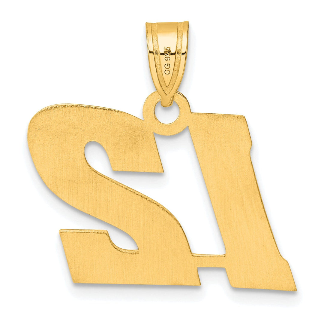Lovely Rita's Pendants & Charms 14k Yellow Gold Polished Finish Block Script Design Number 12 Charm Pendant