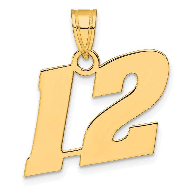 Lovely Rita's Pendants & Charms 14k Yellow Gold Polished Finish Block Script Design Number 12 Charm Pendant