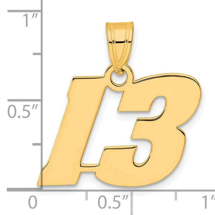 Lovely Rita's Pendants & Charms 14k Yellow Gold Polished Finish Block Script Design Number 13 Charm Pendant