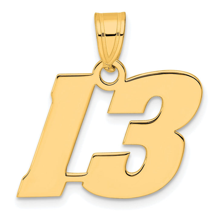 Lovely Rita's Pendants & Charms 14k Yellow Gold Polished Finish Block Script Design Number 13 Charm Pendant