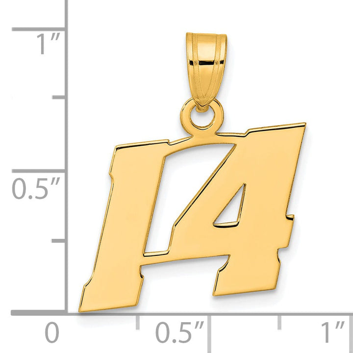 Lovely Rita's Pendants & Charms 14k Yellow Gold Polished Finish Block Script Design Number 14 Charm Pendant