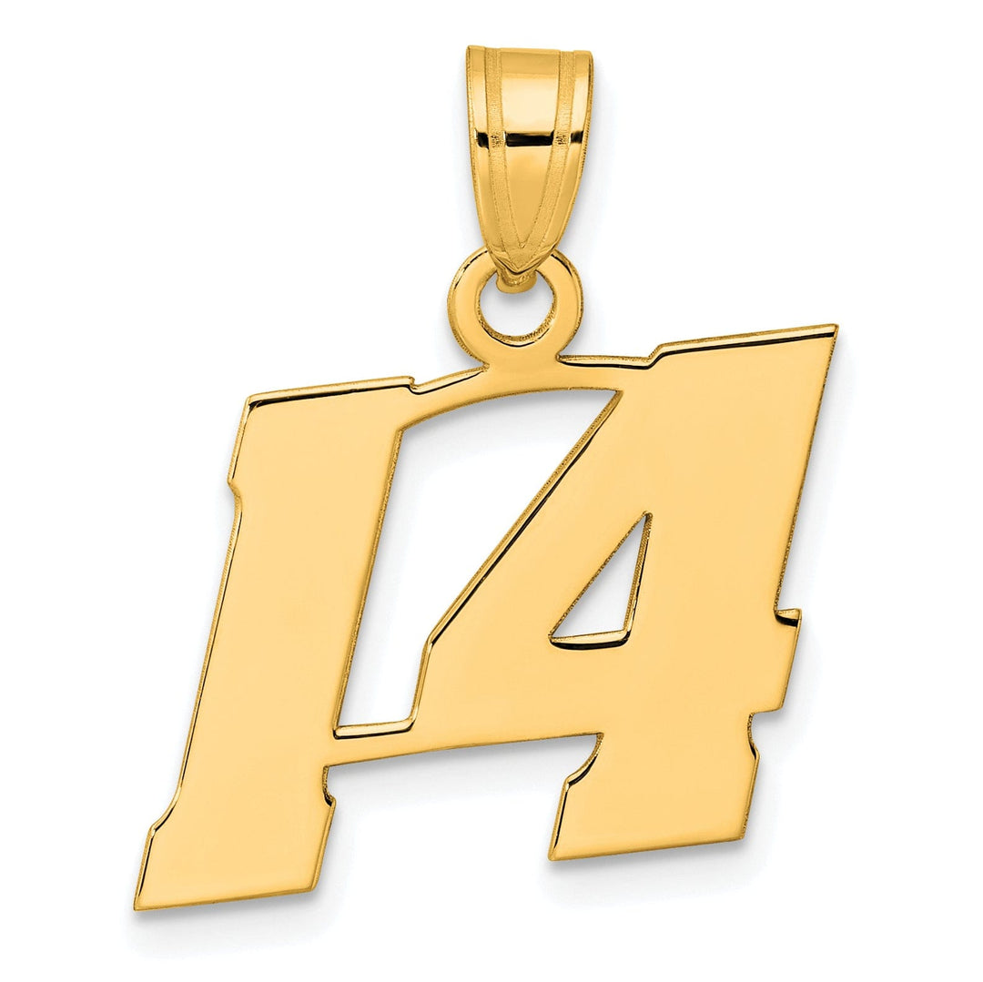 Lovely Rita's Pendants & Charms 14k Yellow Gold Polished Finish Block Script Design Number 14 Charm Pendant