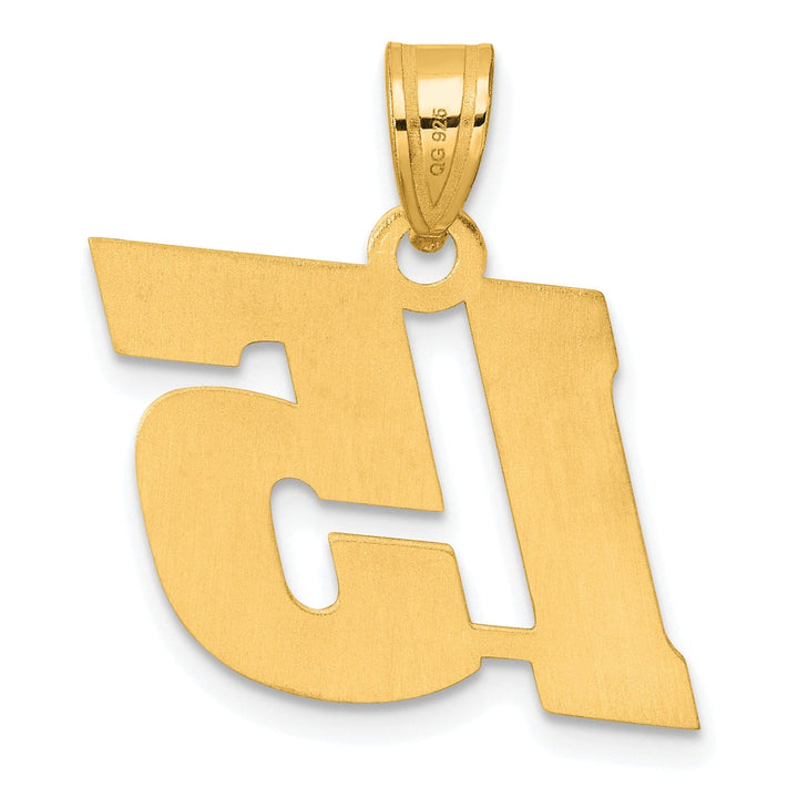 Lovely Rita's Pendants & Charms 14k Yellow Gold Polished Finish Block Script Design Number 15 Charm Pendant