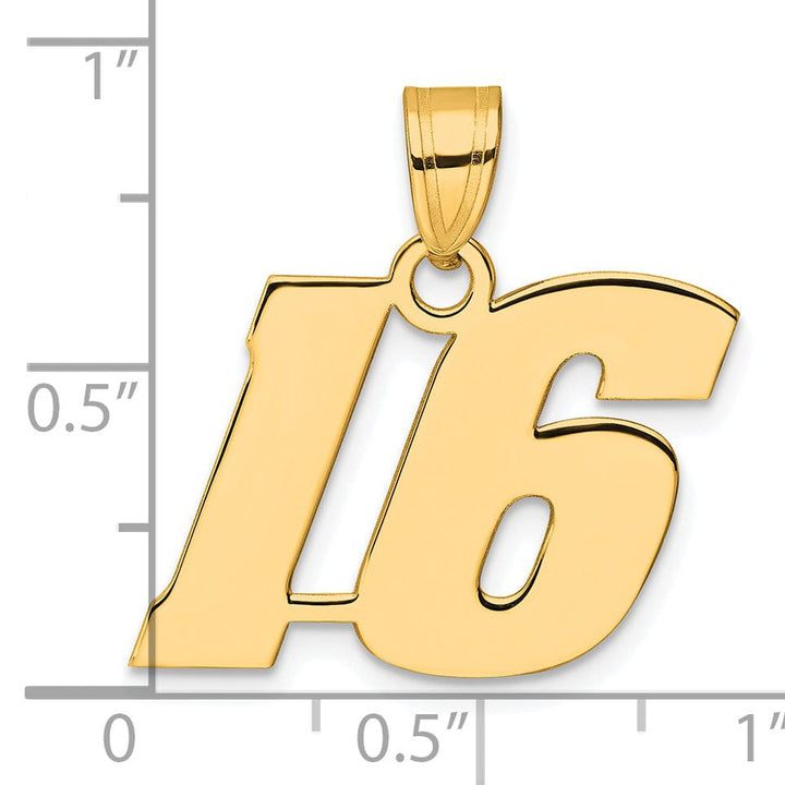 Lovely Rita's Pendants & Charms 14k Yellow Gold Polished Finish Block Script Design Number 16 Charm Pendant