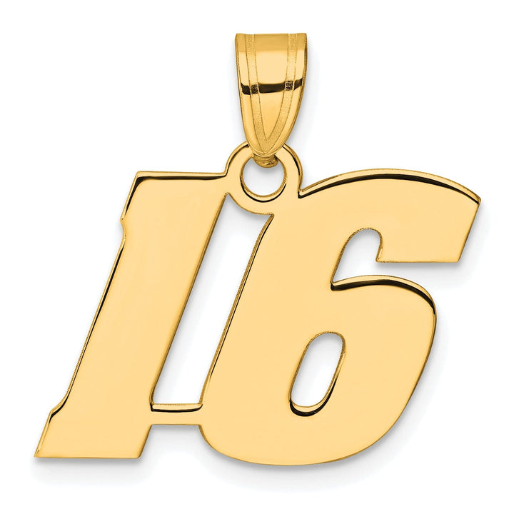 Lovely Rita's Pendants & Charms 14k Yellow Gold Polished Finish Block Script Design Number 16 Charm Pendant