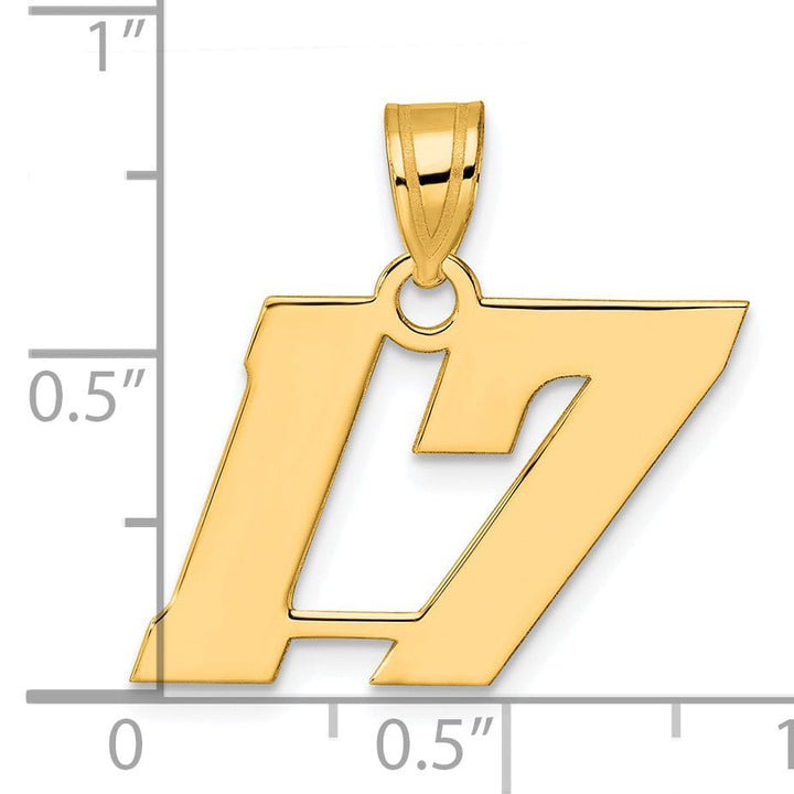 Lovely Rita's Pendants & Charms 14k Yellow Gold Polished Finish Block Script Design Number 17 Charm Pendant