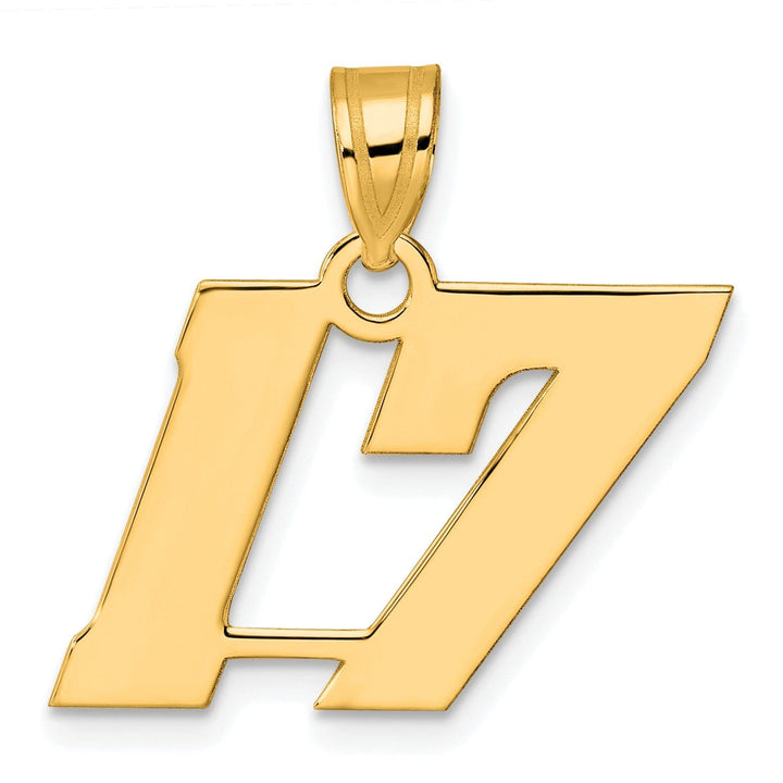 Lovely Rita's Pendants & Charms 14k Yellow Gold Polished Finish Block Script Design Number 17 Charm Pendant
