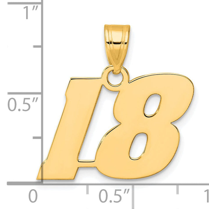 Lovely Rita's Pendants & Charms 14k Yellow Gold Polished Finish Block Script Design Number 18 Charm Pendant