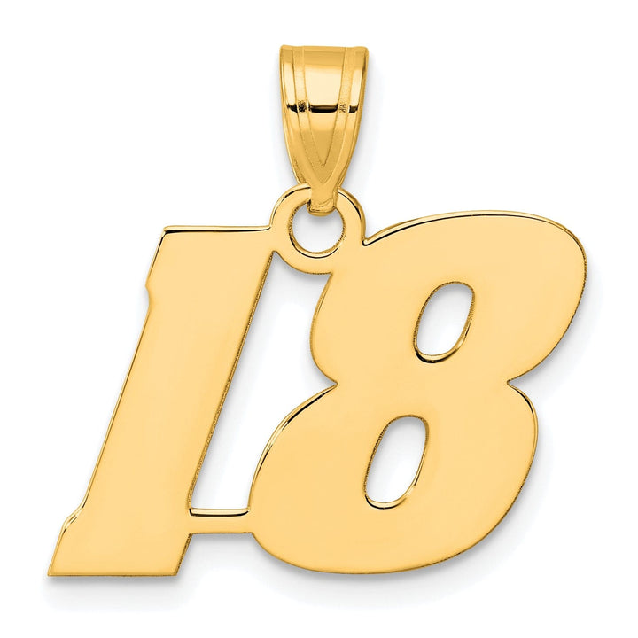 Lovely Rita's Pendants & Charms 14k Yellow Gold Polished Finish Block Script Design Number 18 Charm Pendant