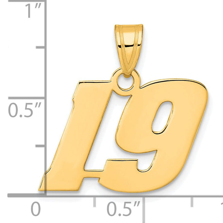 Lovely Rita's Pendants & Charms 14k Yellow Gold Polished Finish Block Script Design Number 19 Charm Pendant