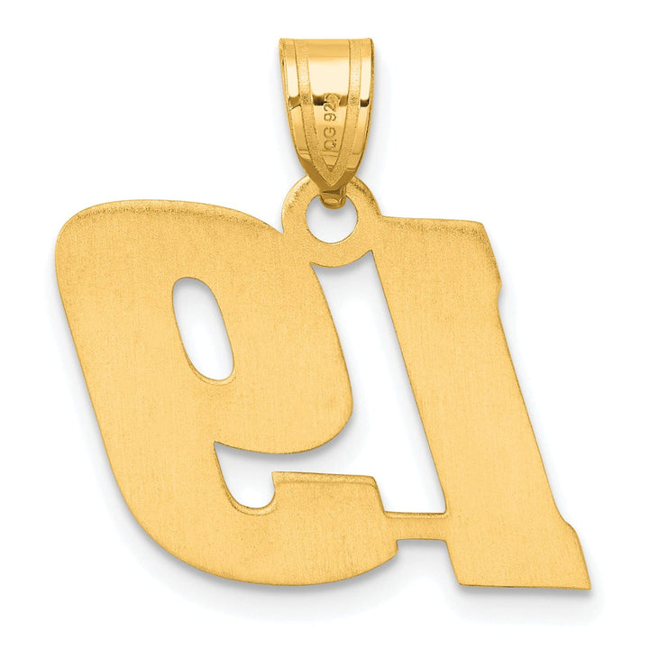 Lovely Rita's Pendants & Charms 14k Yellow Gold Polished Finish Block Script Design Number 19 Charm Pendant