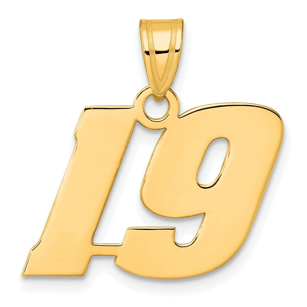 Lovely Rita's Pendants & Charms 14k Yellow Gold Polished Finish Block Script Design Number 19 Charm Pendant
