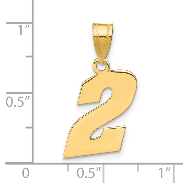 Lovely Rita's Pendants & Charms 14k Yellow Gold Polished Finish Block Script Design Number 2 Charm Pendant
