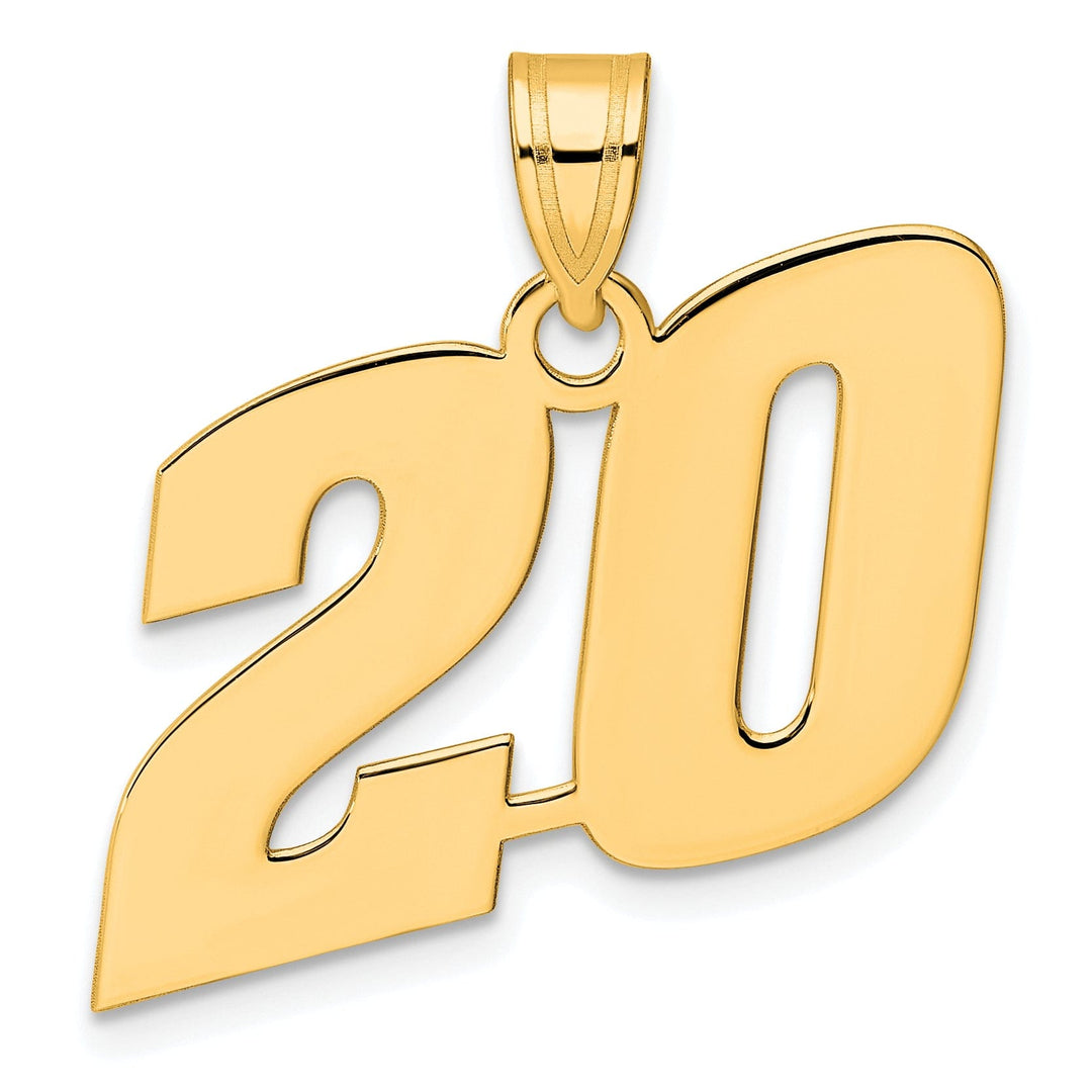 Lovely Rita's Pendants & Charms 14k Yellow Gold Polished Finish Block Script Design Number 20 Charm Pendant