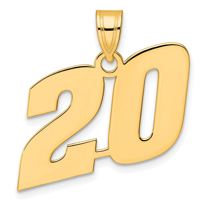 Lovely Rita's Pendants & Charms 14k Yellow Gold Polished Finish Block Script Design Number 20 Charm Pendant