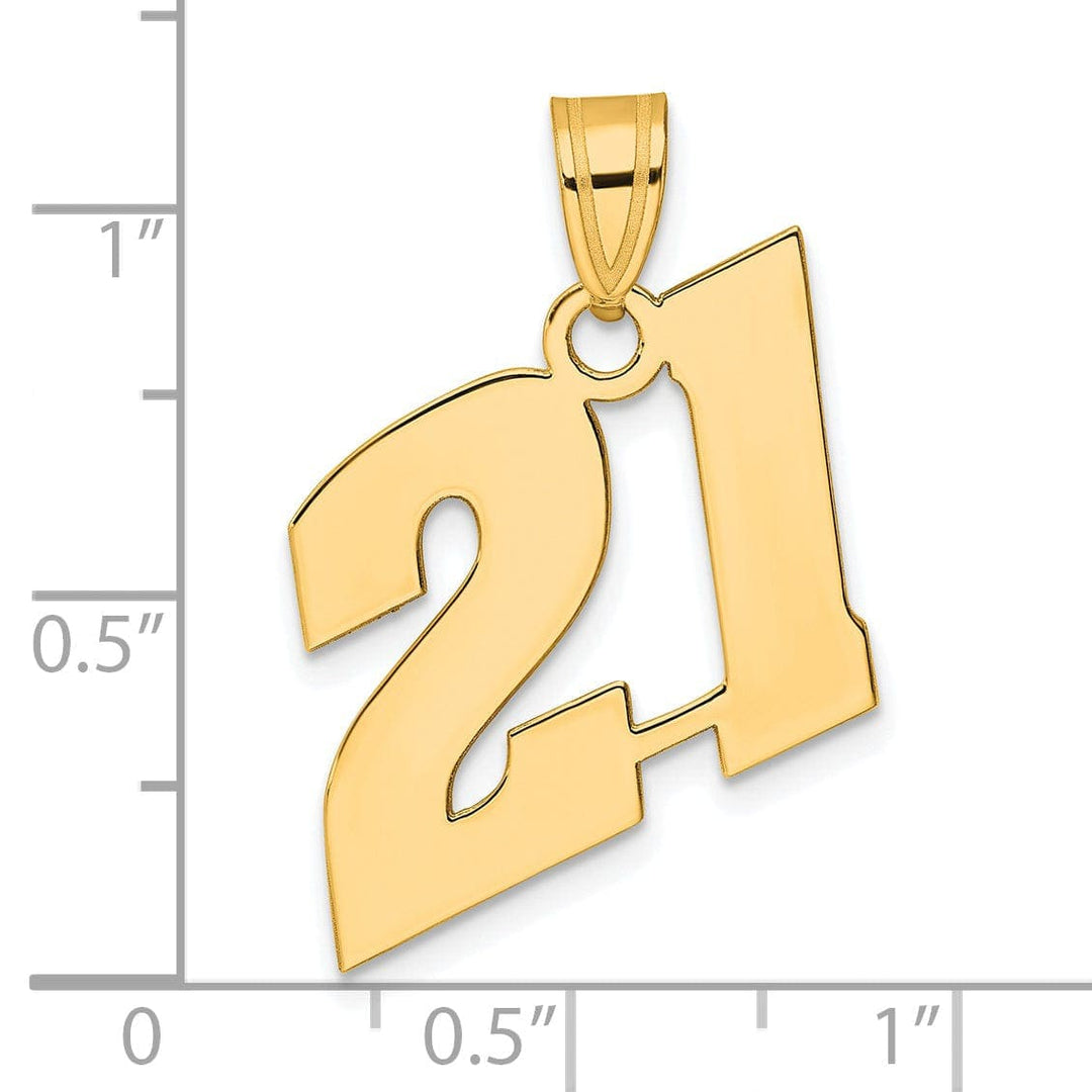 Lovely Rita's Pendants & Charms 14k Yellow Gold Polished Finish Block Script Design Number 21 Charm Pendant