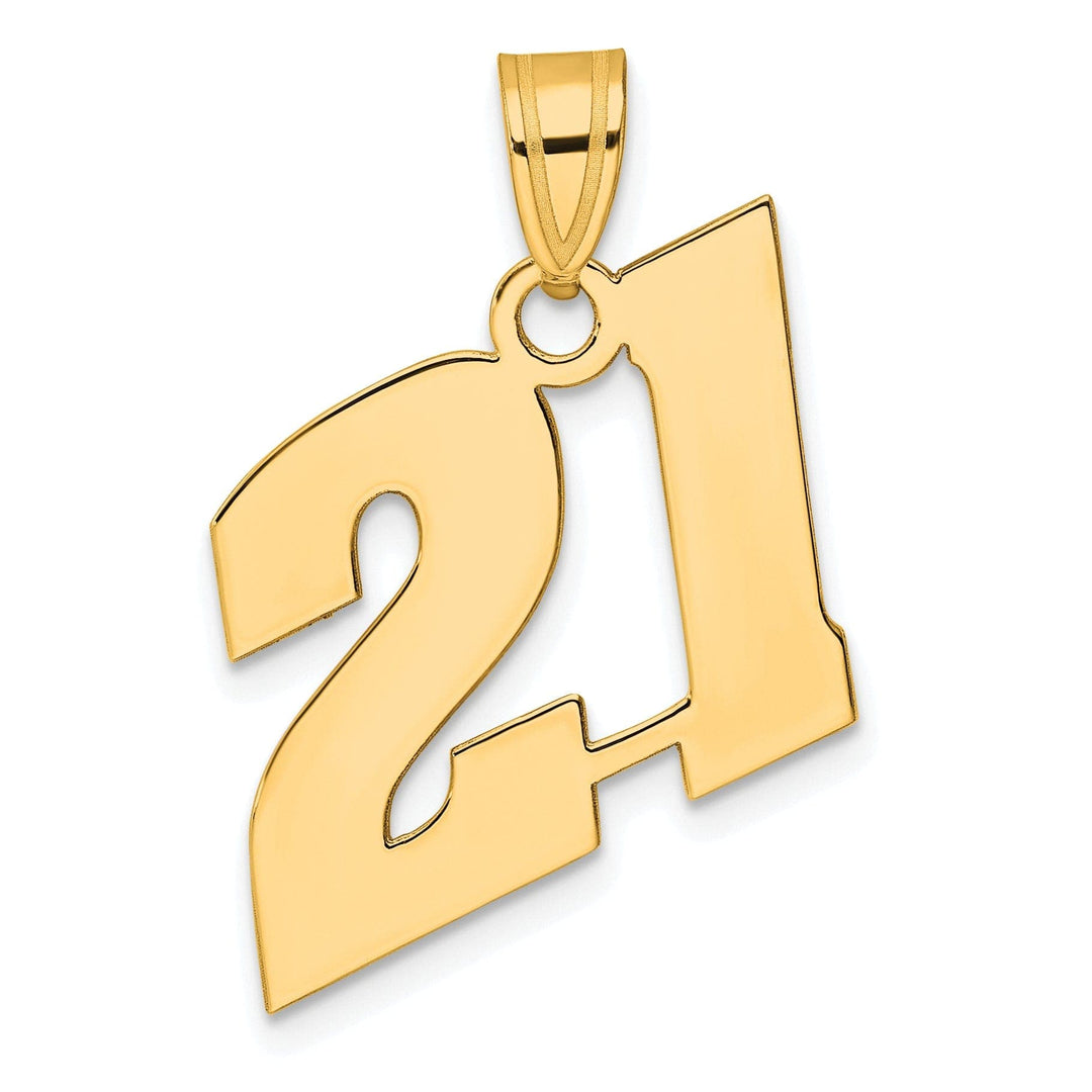 Lovely Rita's Pendants & Charms 14k Yellow Gold Polished Finish Block Script Design Number 21 Charm Pendant