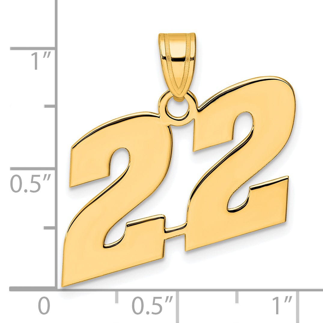 Lovely Rita's Pendants & Charms 14k Yellow Gold Polished Finish Block Script Design Number 22 Charm Pendant