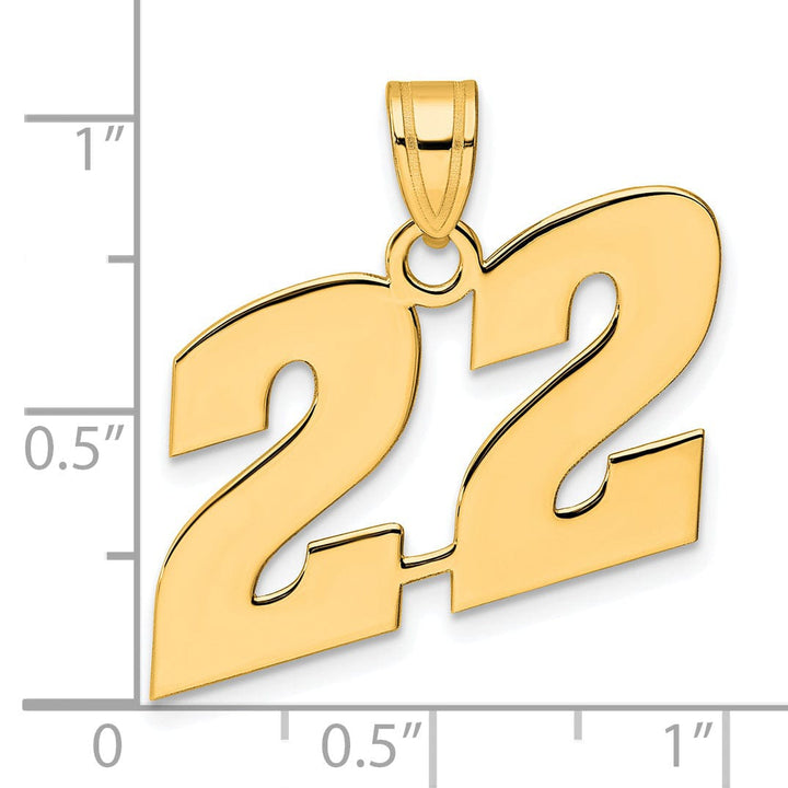 Lovely Rita's Pendants & Charms 14k Yellow Gold Polished Finish Block Script Design Number 22 Charm Pendant