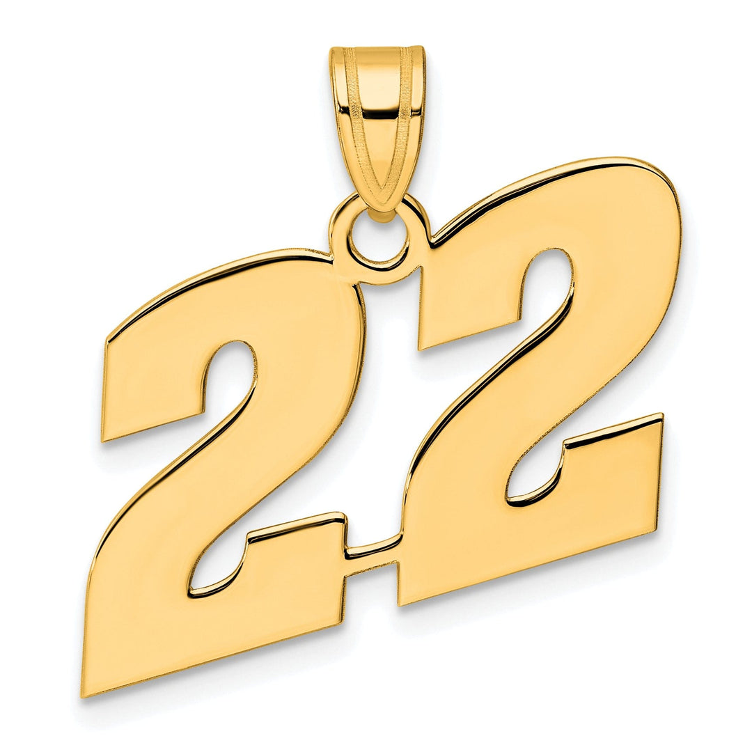 Lovely Rita's Pendants & Charms 14k Yellow Gold Polished Finish Block Script Design Number 22 Charm Pendant