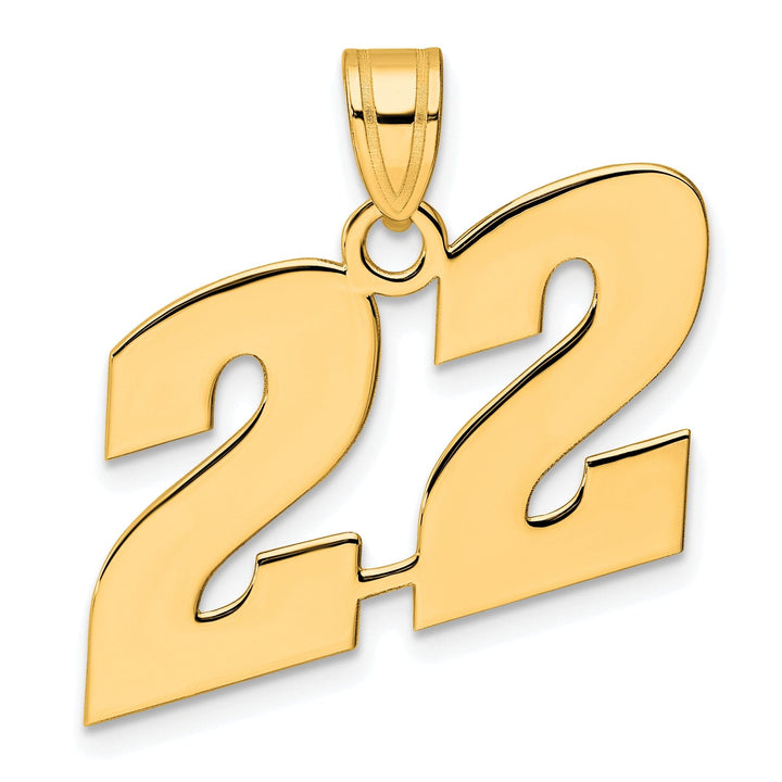 Lovely Rita's Pendants & Charms 14k Yellow Gold Polished Finish Block Script Design Number 22 Charm Pendant