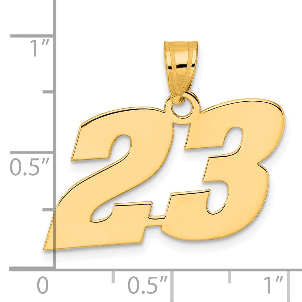Lovely Rita's Pendants & Charms 14k Yellow Gold Polished Finish Block Script Design Number 23 Charm Pendant