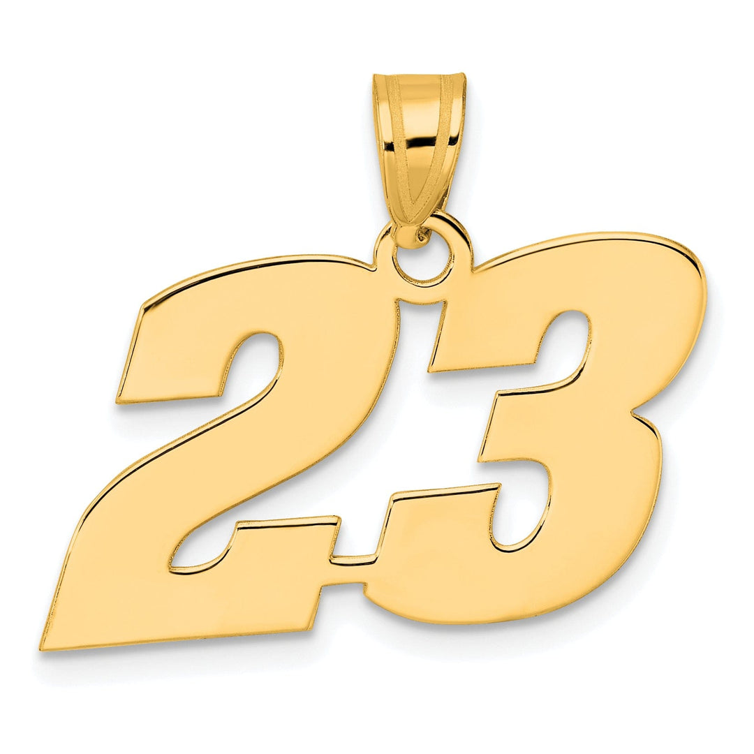 Lovely Rita's Pendants & Charms 14k Yellow Gold Polished Finish Block Script Design Number 23 Charm Pendant