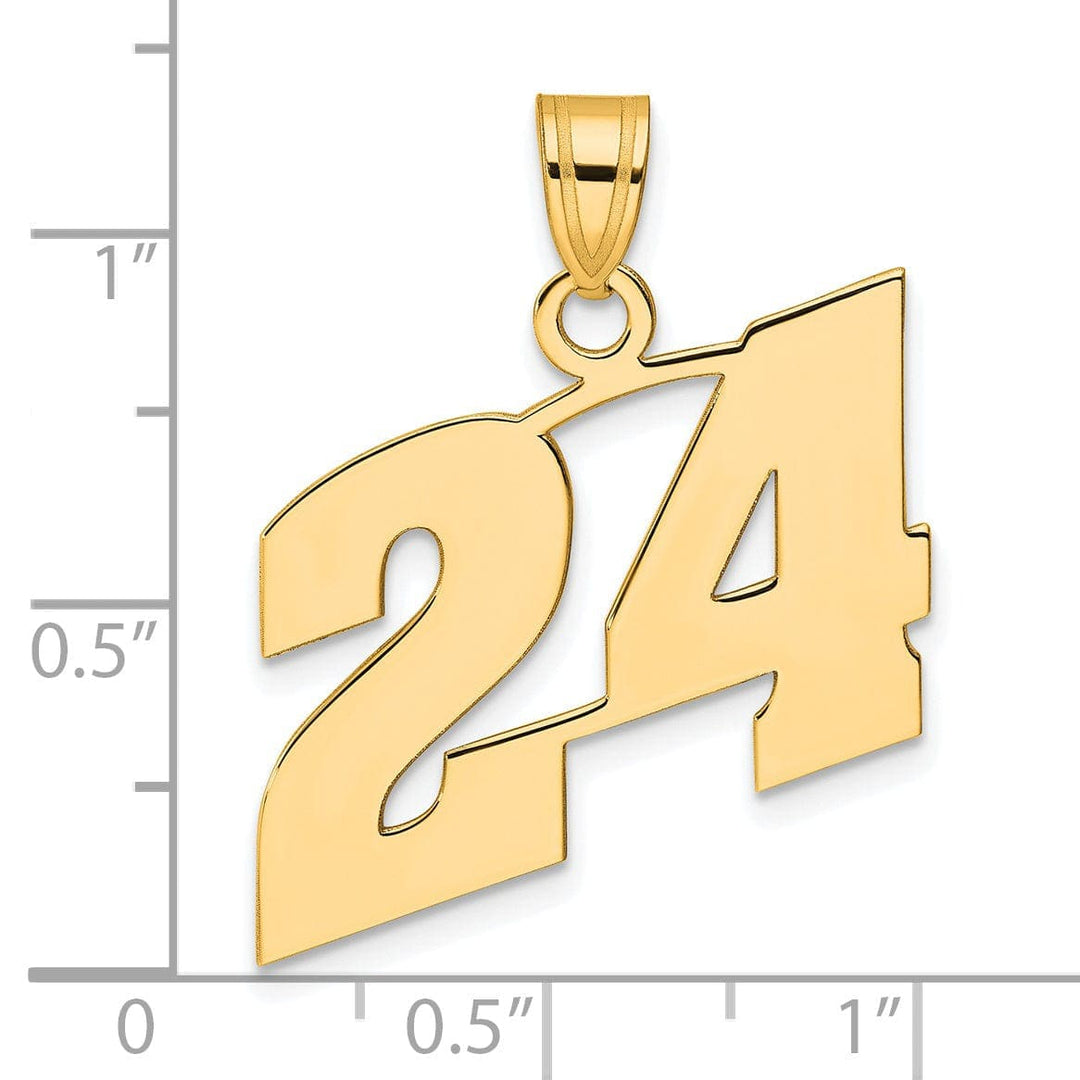 Lovely Rita's Pendants & Charms 14k Yellow Gold Polished Finish Block Script Design Number 24 Charm Pendant