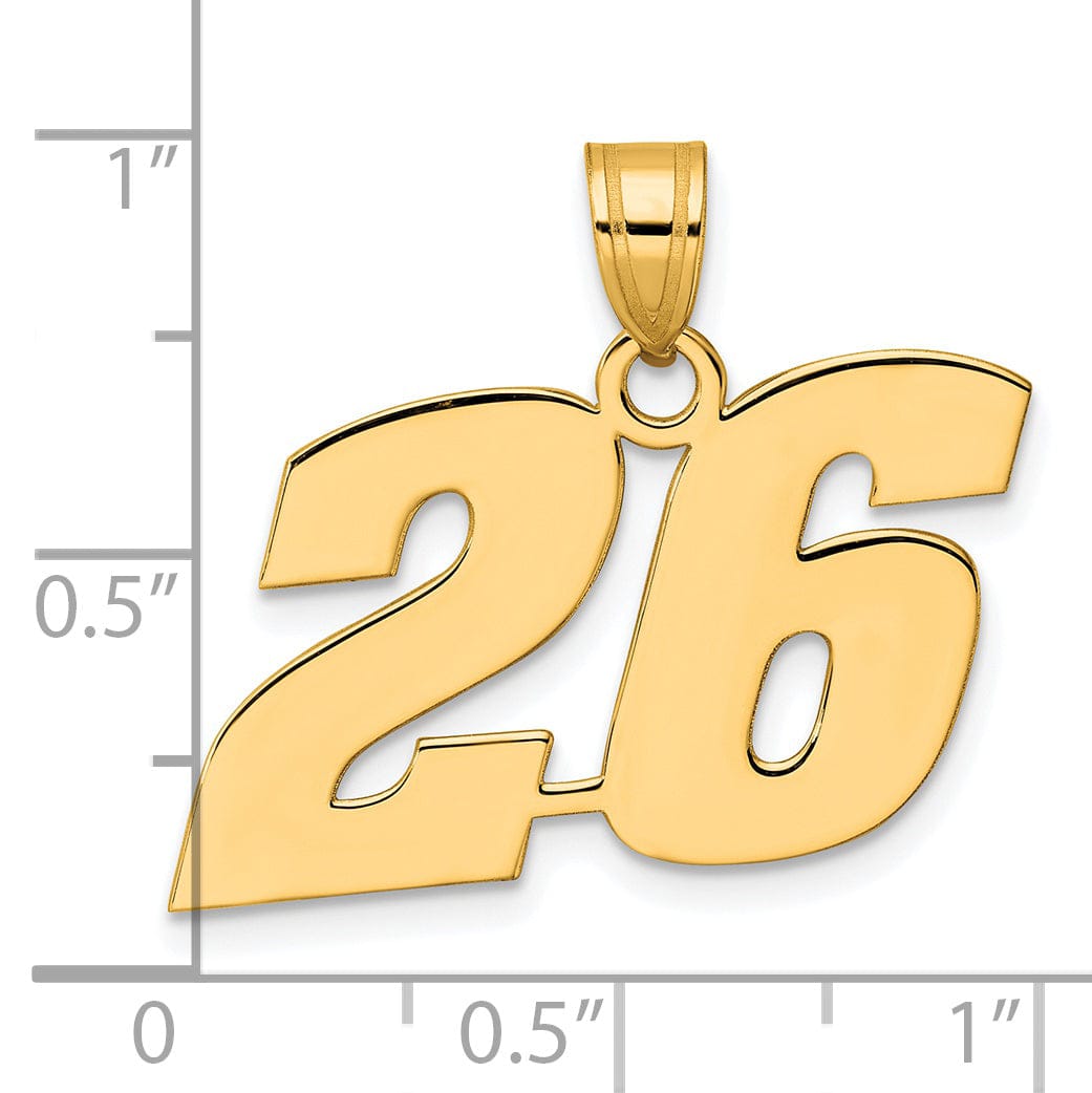 Lovely Rita's Pendants & Charms 14k Yellow Gold Polished Finish Block Script Design Number 26 Charm Pendant