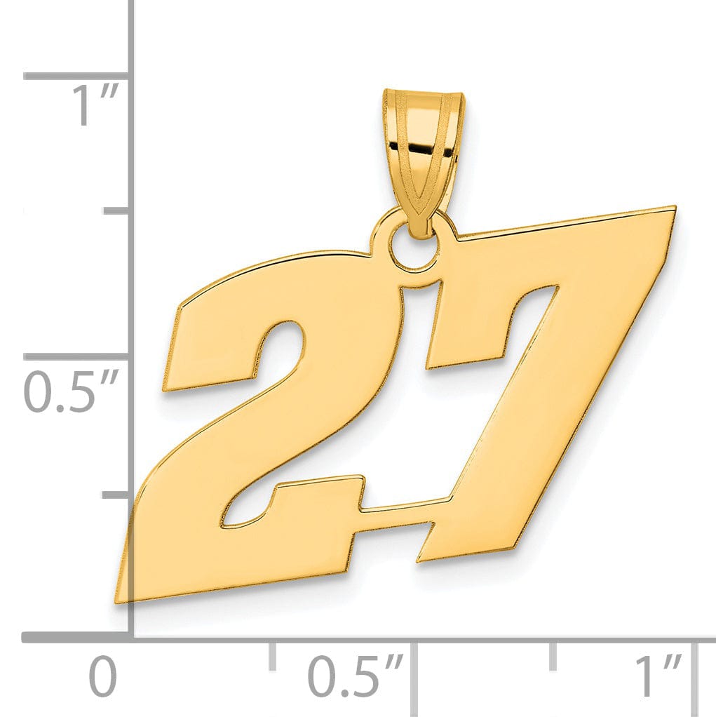 Lovely Rita's Pendants & Charms 14k Yellow Gold Polished Finish Block Script Design Number 27 Charm Pendant
