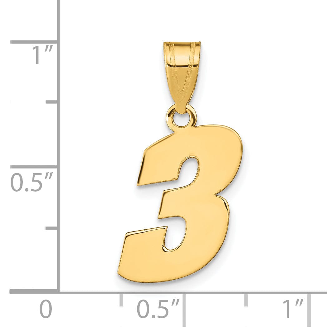 Lovely Rita's Pendants & Charms 14k Yellow Gold Polished Finish Block Script Design Number 3 Charm Pendant