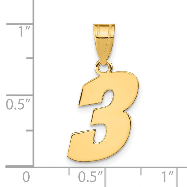 Lovely Rita's Pendants & Charms 14k Yellow Gold Polished Finish Block Script Design Number 3 Charm Pendant