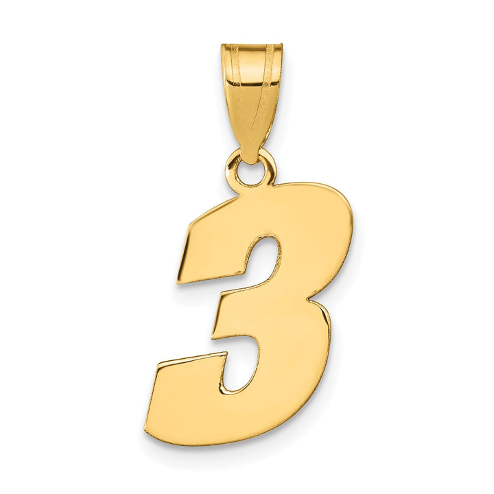 Lovely Rita's Pendants & Charms 14k Yellow Gold Polished Finish Block Script Design Number 3 Charm Pendant
