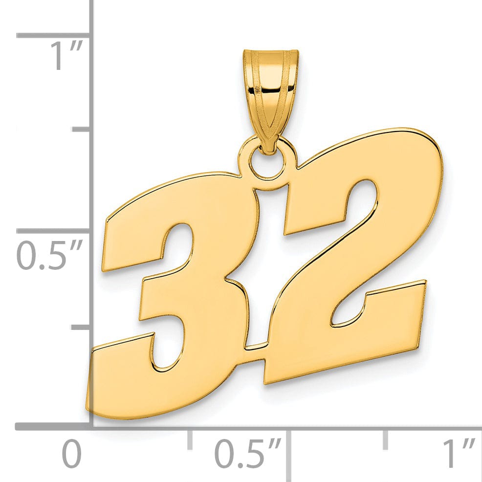 Lovely Rita's Pendants & Charms 14k Yellow Gold Polished Finish Block Script Design Number 32 Charm Pendant