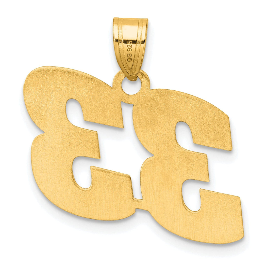 Lovely Rita's Pendants & Charms 14k Yellow Gold Polished Finish Block Script Design Number 33 Charm Pendant