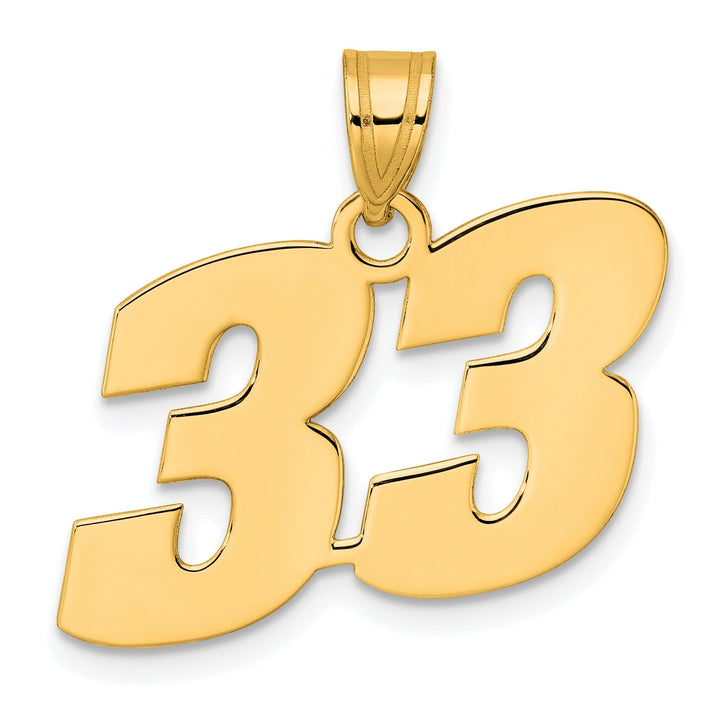 Lovely Rita's Pendants & Charms 14k Yellow Gold Polished Finish Block Script Design Number 33 Charm Pendant