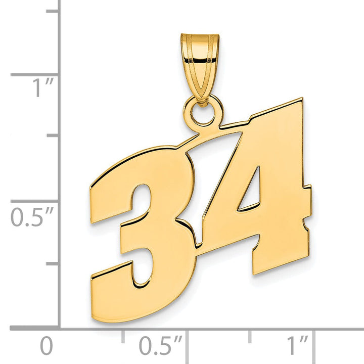 Lovely Rita's Pendants & Charms 14k Yellow Gold Polished Finish Block Script Design Number 34 Charm Pendant