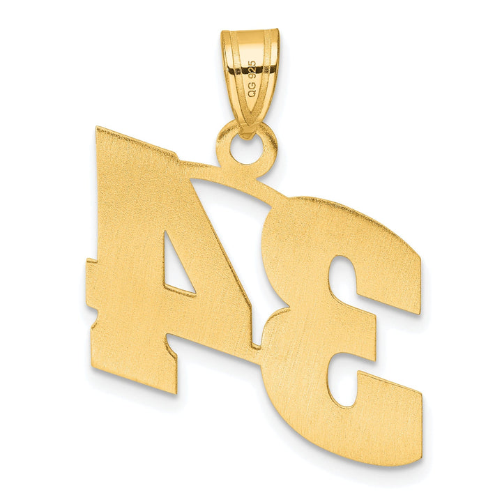 Lovely Rita's Pendants & Charms 14k Yellow Gold Polished Finish Block Script Design Number 34 Charm Pendant
