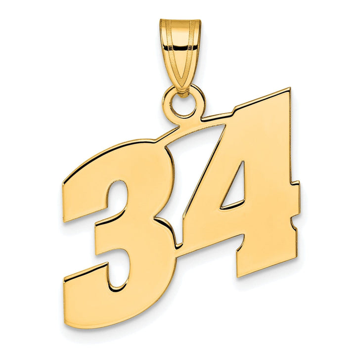 Lovely Rita's Pendants & Charms 14k Yellow Gold Polished Finish Block Script Design Number 34 Charm Pendant