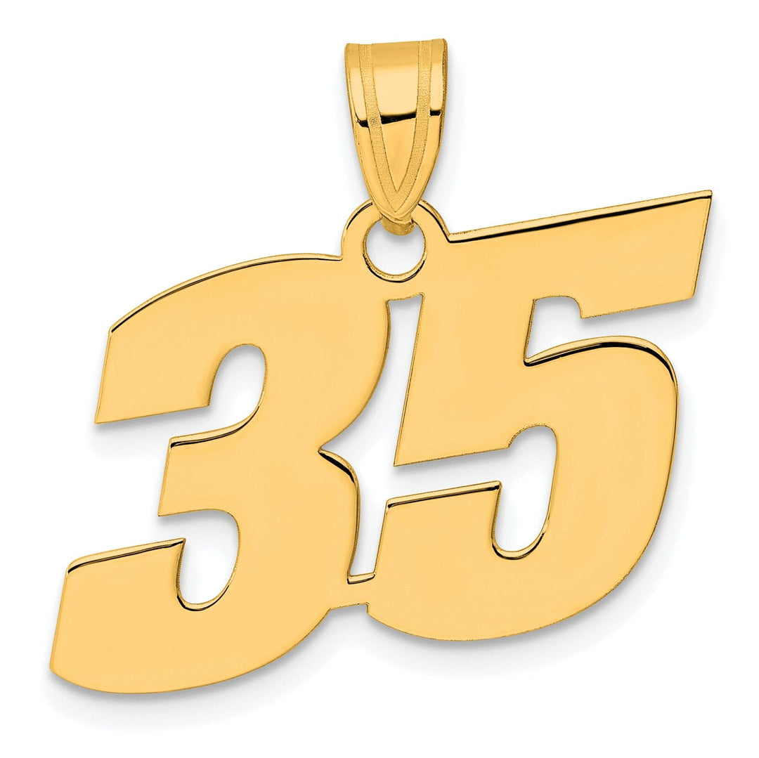 Lovely Rita's Pendants & Charms 14k Yellow Gold Polished Finish Block Script Design Number 35 Charm Pendant