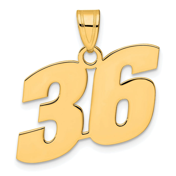 Lovely Rita's Pendants & Charms 14k Yellow Gold Polished Finish Block Script Design Number 36 Charm Pendant