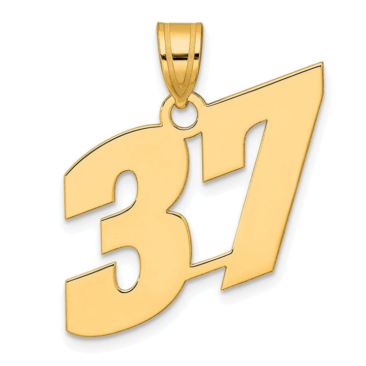 Lovely Rita's Pendants & Charms 14k Yellow Gold Polished Finish Block Script Design Number 37 Charm Pendant