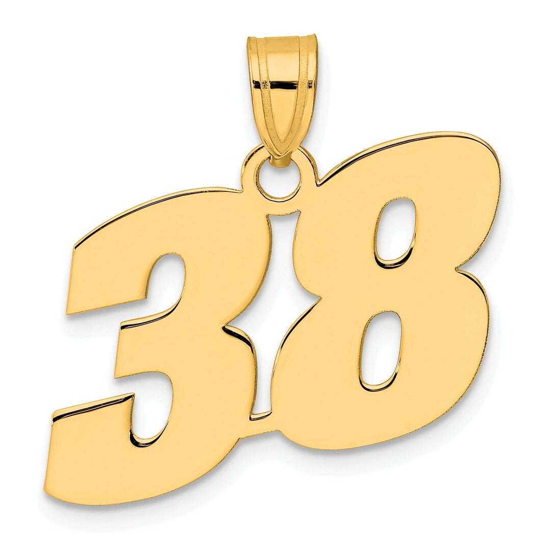 Lovely Rita's Pendants & Charms 14k Yellow Gold Polished Finish Block Script Design Number 38 Charm Pendant