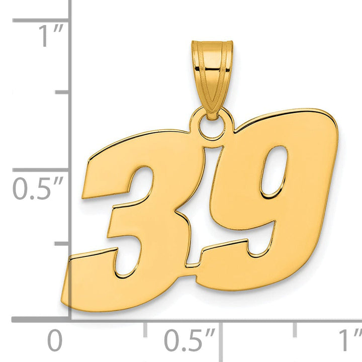 Lovely Rita's Pendants & Charms 14k Yellow Gold Polished Finish Block Script Design Number 39 Charm Pendant
